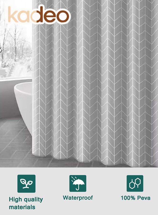 kadeo EVA Shower Curtain,Simple Plaid Pattern, Premium Clear Bathroom Shower Curtain, with Rustproof Metal Grommets and Hanging Ring, for Shower Stall, Bathtubs Thickened Bathroom Curtain 180*180CM - Image 4